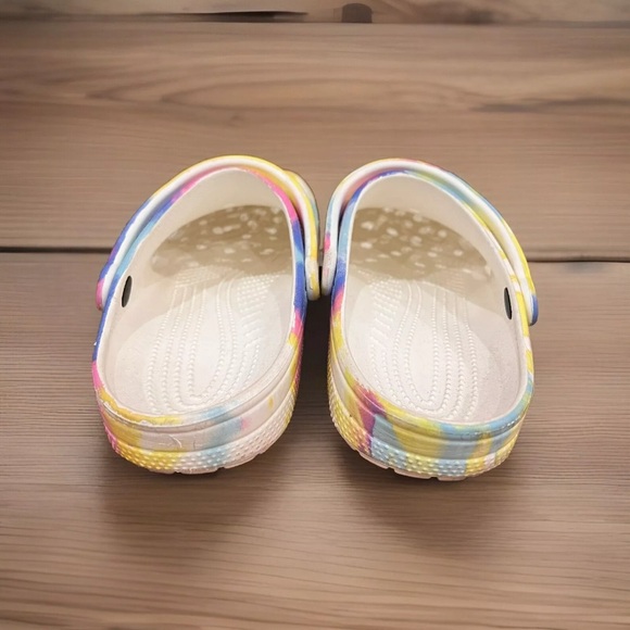 Crocs Rainbow Tie Dye Unisex Classic Original Clogs Slip On Multicolor - Picture 8 of 9